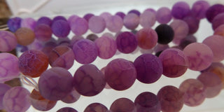 Agate (8mm rounds) 15.5" strand.  approx 50 beads.  *Frosted Aged Purple