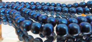 Glass (Electroplated) Round 8 mm *Electric Blues/Greys/Purple  (approx 42 Beads)