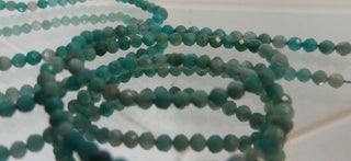 Amazonite  2mm Faceted Rounds (0.5mm hole)  (16" strands) approx 200 beads