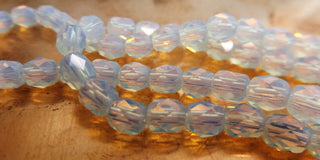Opalite (Grade AA) 6mm  Faceted Rectangular Cube.  approx 70 beads per strand