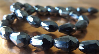 Glass Drop (Faceted) Black AB.  *See Drop Down for Size Options