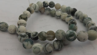 Agate (Tree Agate) 15.5" strand. (rounds) *See Drop Down for SIze Options. Natural Greens/tans/White