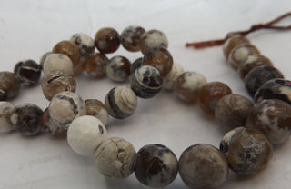 Agate (10 mm Size Faceted Rounds) Browns/ Creams and Tans (16" strand)