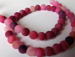 Agate (Pink) *Frosted/  Matte   (8mm Rounds)  Approx 48 Beads