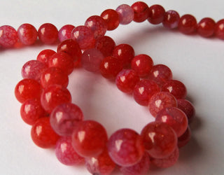 Agate (8mm rounds) 15.5" strand.  approx 43 beads.  "Bold Pinks"