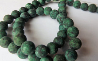 Agate (Crazy Agate)  (8mm rounds) 15.5" strand.  approx 43 beads.  *Frosted Multi's (Many Shades of Green