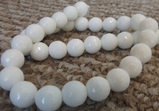 Jade (White Faceted) 10mm Round (approx 40 Beads)
