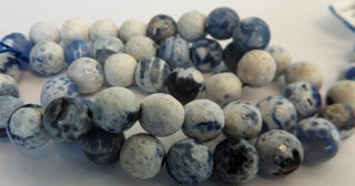 Agate ( Faceted Rounds) Fire Agate in White and  Blue  (16" strand).  See Drop down for size options