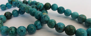 Agate (Crazy Agate)  (8mm rounds) 15.5" strand.  approx 43 beads.  * (Teals & Blues)