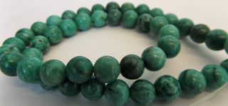 Agate (Crazy Agate)  (8mm rounds) 15.5" strand.  approx 43 beads.  * (Crisp Greens)