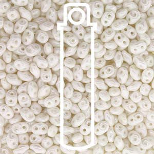 SuperDuo *WHITE LUSTER   (Czech)  2.5 x 5mm  *24 gr tube - Mhai O' Mhai Beads
