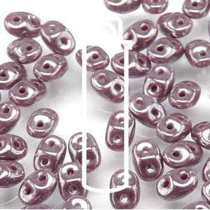 SuperDuo *OPAQUE WHITE VIOLET LUSTER (Czech)  2.5 x 5mm  *22 gr tube - Mhai O' Mhai Beads
