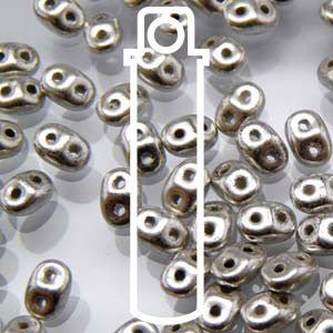 SuperDuo *JET SILVER PASTEL (Czech)  2.5 x 5mm  *22 gr tube - Mhai O' Mhai Beads

