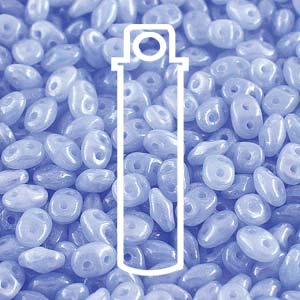 SuperDuo  *BLUE Opal WHITE LUSTER   (Czech)  2.5 x 5mm  *22 gr tube
