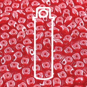 SuperDuo *Opal Red White Luster   (Czech)  2.5 x 5mm  *22 gr tube