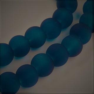 Glass Beads (Frosted) Engineered Beach Glass Dark Smoky Blue)  *Round.  See Drop Down for Size Options.