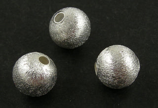 Brass Textured Beads, Round, Silver Color, about 8mm in diameter, hole: 2mm.  (Packed 20 Beads)