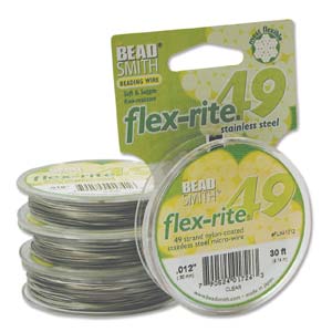 Flex-rite (BEAD STRINGING WIRE) *49 Strand (30FT)  Clear  (.012 in/ 0.30mm)