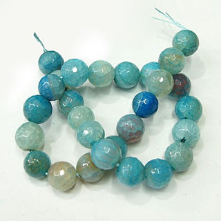 Agate. Crackle Agate in Softer Blues & Touch of Tan.   (16" strand) *See Drop Down for Options