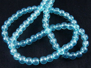 Glass Beads Strands, Pearl Luster Plated, Round, Sky blue, about 4mm.  Approx 80 Beads