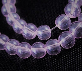 Glass Beads (Soft Pink with a Pearl Luster Coating).  4mm (approx 40 Beads).