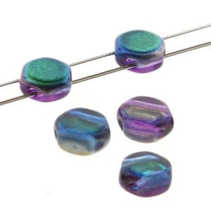 Honey Comb Beads 6mm (Czech Glass) 30 beads/strand.  *MAGIC BLUE-PINK - Mhai O' Mhai Beads
