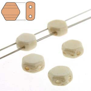 Honey Comb Beads 6mm (Czech Glass) 30 beads/strand.  *CHALK BEIGE - Mhai O' Mhai Beads
