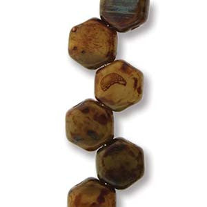 Honey Comb Beads (Czech Glass) 30 beads/strand.  *HODGE PODGE SEAFOAM TRAVERTINE