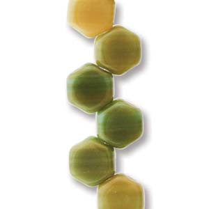 Honey Comb Beads (Czech Glass) 30 beads/strand.  *HODGE PODGE SEAFOAM