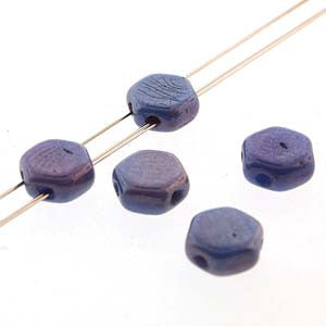 Honey Comb Beads (Czech Glass) 30 beads/strand.  *HODGE PODGE BLUE LUMI