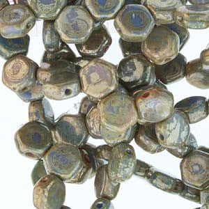 Honey Comb Beads (Czech Glass) 30 beads/strand.  *HODGE PODGE BLUE PICASSO