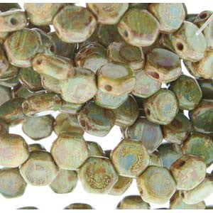 Honey Comb Beads (Czech Glass) 30 beads/strand.  *HODGE PODGE BLUE TRAVERTINE