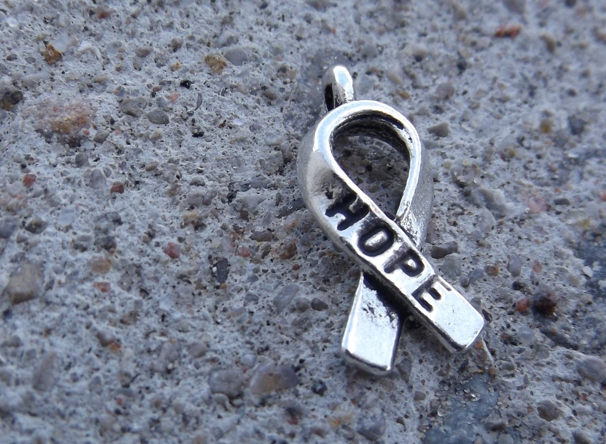Hope Ribbon Black Awareness Ribbon *Hope Stamped. Metal – Mhai O' Mhai
