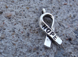 Charm Awareness Ribbon *Hope Stamped.  Metal - Mhai O' Mhai Beads
 - 1