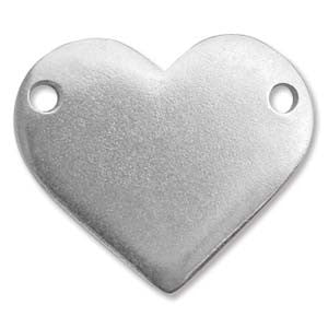 Metal Stamping Blanks- (HEART W/ 2 HOLES) *Packed 2 - Mhai O' Mhai Beads
