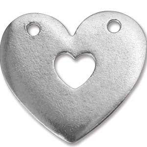 Blank (Pewter) "Heart with Heart Hole"    (Sold Individually) - Mhai O' Mhai Beads
