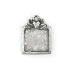 Blank (Pewter) "Green Girl Square" 20 x 25mm.  Hole 3mm.   (Sold Individually) - Mhai O' Mhai Beads

