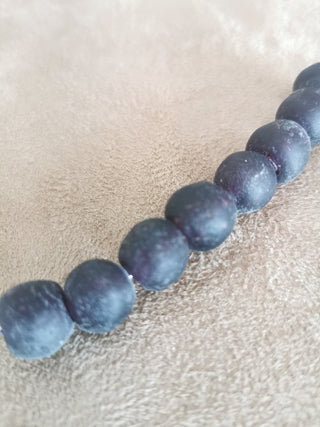 African Recycled Glass Round Beads (Bodum) (Deepest Matt Purple.  Almost Black!) See Drop Down for Size Options