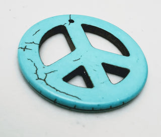 Focal (Howlite) Peace Symbol. 35mm Diam  (Blue/Gree)
