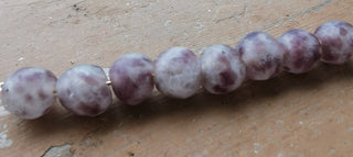 Recycled Glass Round Beads (Bodum) (Clear with  Purple) *8 Beads.   approx 11mm