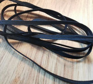 1/8" Flat Elastic Cording. Black 3.5mm. (approx 15 Feet/ 5 yards)