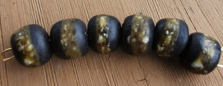 Sand Cast African Recycled Glass (Black and Tans)   *6 Beads
