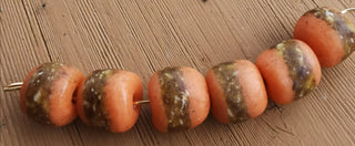 Sand Cast African Recycled Glass (Orange and Tans)   *6 Beads