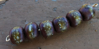 Sand Cast African Recycled Glass (Rick Brown and Tans)   *6 Beads