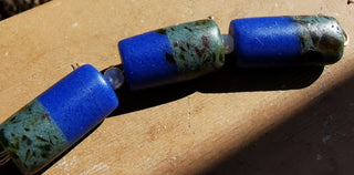 Sand Cast African Recycled Glass (Blue and Mottled Blues)   *3 Beads