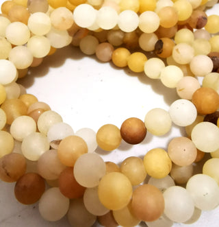 Jade (Creamy Frosted Butter Yellow) 8mm Round (approx 49 Beads)