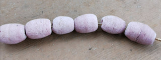 African Sand Cast Barrell Bead (6 Beads)  approx 10 x 13mm *Sandy Pink