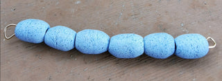 African Sand Cast Barrell Bead (6 Beads)  approx 10 x 13mm *Creamy Soft Blue