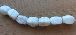 Sand Cast African Recycled Barrel Diamondesque Shape  (Sandy White ) * 7 Beads