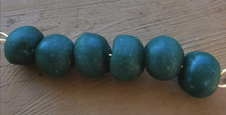 Sand Cast African Recycled Glass Rounds  (Deep Forrest Green) * 6 Beads